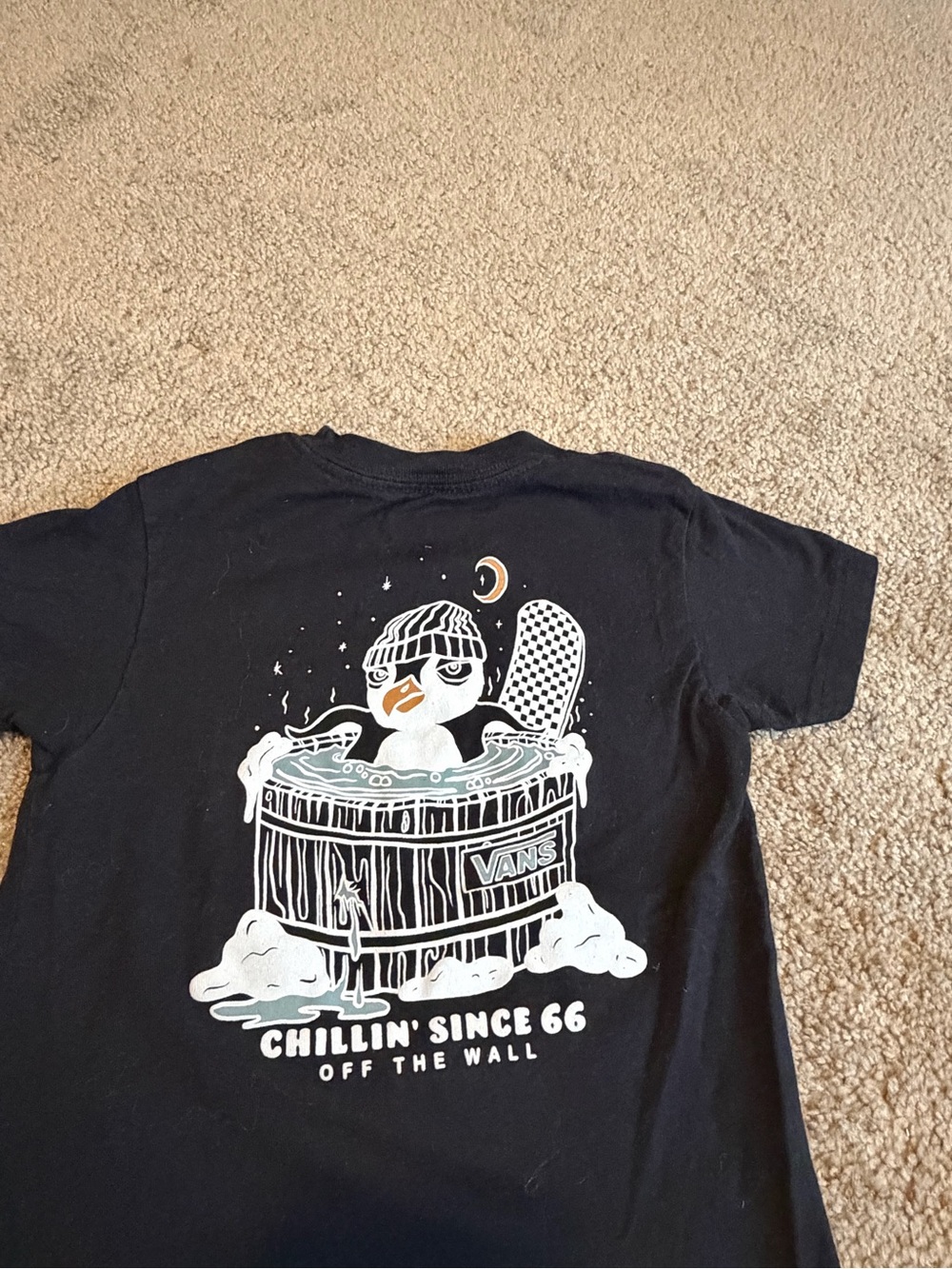 Vans Shirt T-shirt Boys 2T Black Hot Tub Chillin Penguin Graphic Off The Wall